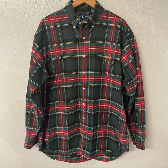 Polo Ralph Lauren Other - Vintage Ralph Lauren Blake Mens Large Long Sleeve Shirt Woodland Plaid Boxer Dog